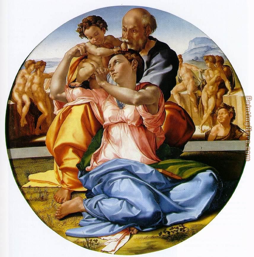 The Holy Family with the Infant John the Baptist painting - Michelangelo Buonarroti The Holy Family with the Infant John the Baptist art painting